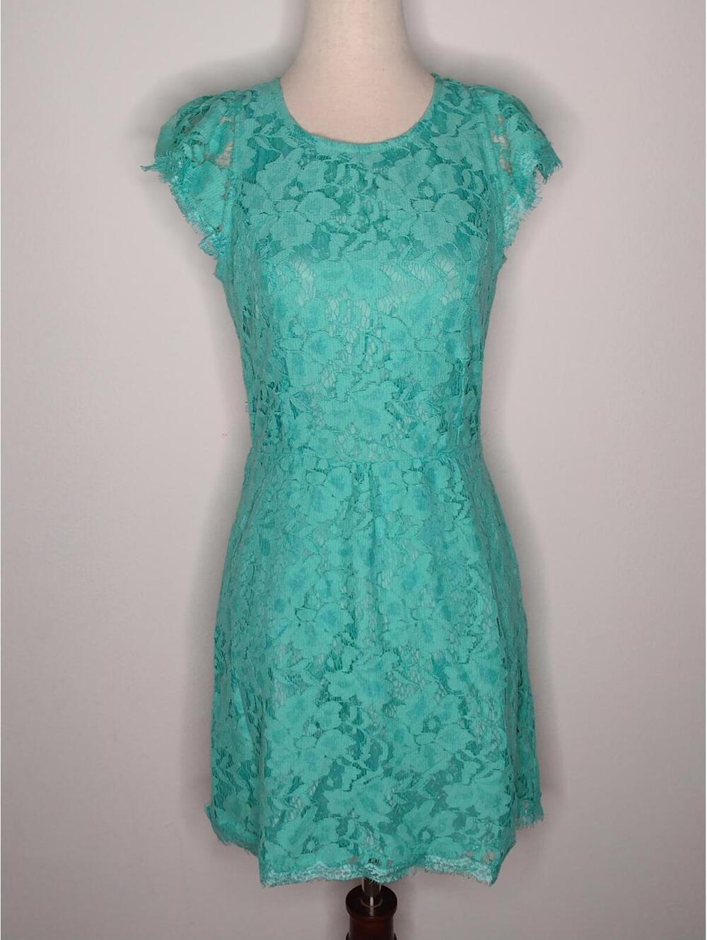 Preloved Pink Lily Women's Green Lace Dress Size Medium
